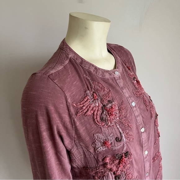NWT Soft Surroundings Women’s L'Enchanté Floral Embroidered Blouse Rose PM - Picture 7 of 16